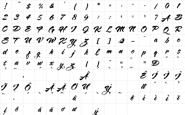 HL Butlong Regular  glyph index