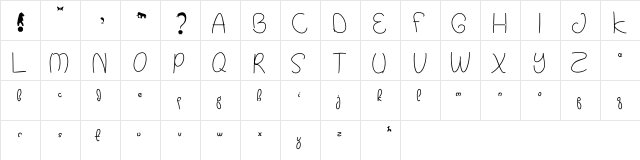 Kidtoy! Regular  glyph index