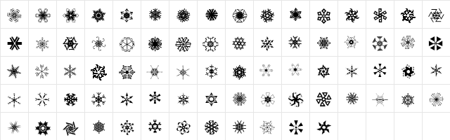 P22 Snowflakes Regular  glyph index