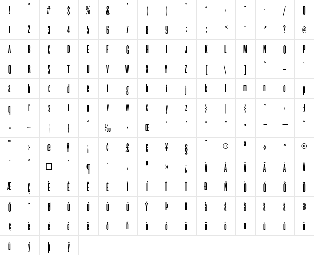 Knockout HTF66-FullFlyweight  glyph index