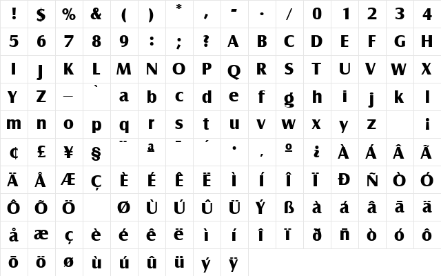 Marjorie Regular  glyph index