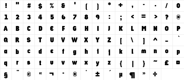 AriergardHeavyC Regular  glyph index