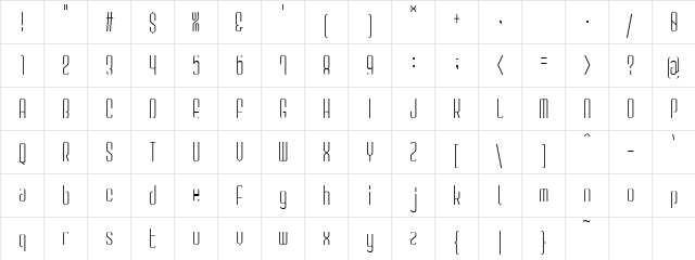 GauFontSpyLetter Regular  glyph index