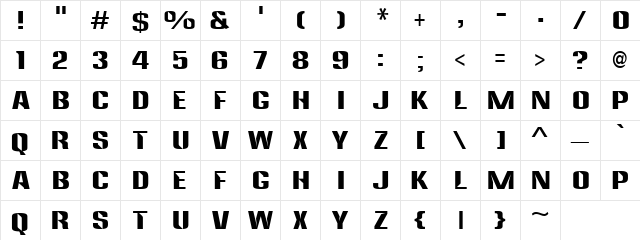 Anklepants Regular  glyph index