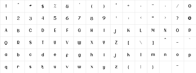 Crown DEMO Regular  glyph index