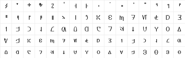 Aurebesh_Rodian normal  glyph index