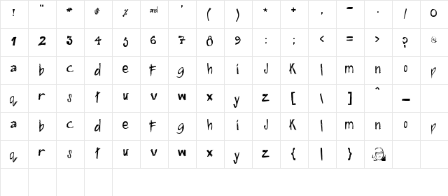 Liz Regular  glyph index