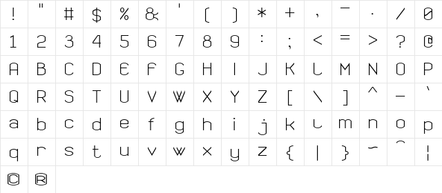 Semi Rounded Sans Serif 7 Regular  glyph index