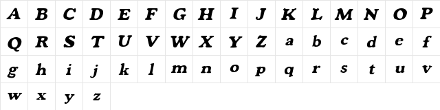 Mondeur Italic  glyph index