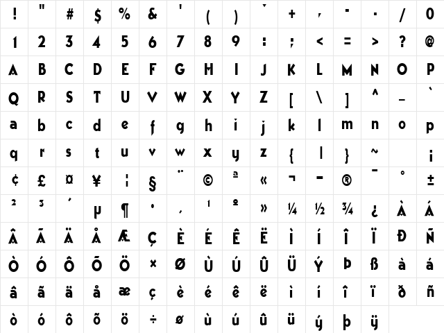 Best Regular  glyph index