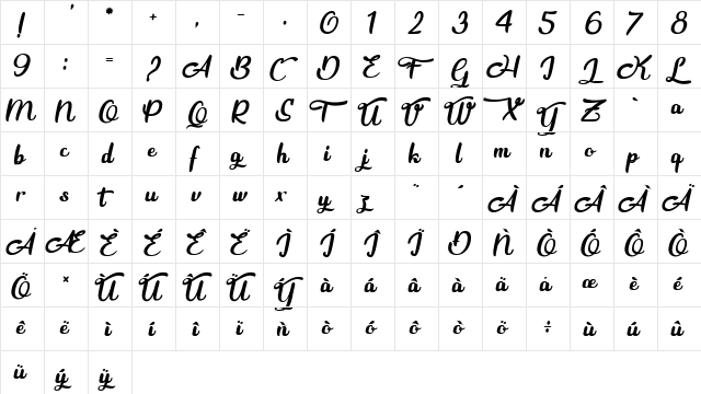Beauty and the Dutch Regular  glyph index