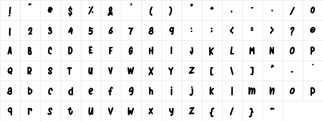 Gisela FREE Regular  glyph index