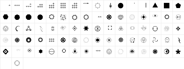 Crop Circle Dingbats Regular  glyph index
