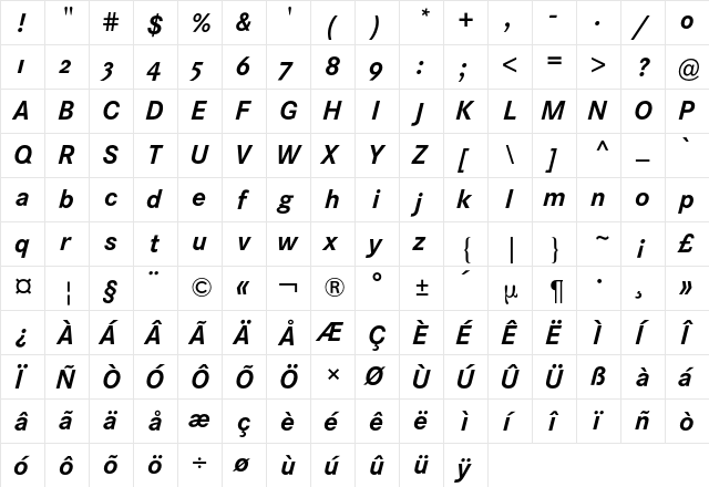 Corporate S Expert BQ Regular  glyph index