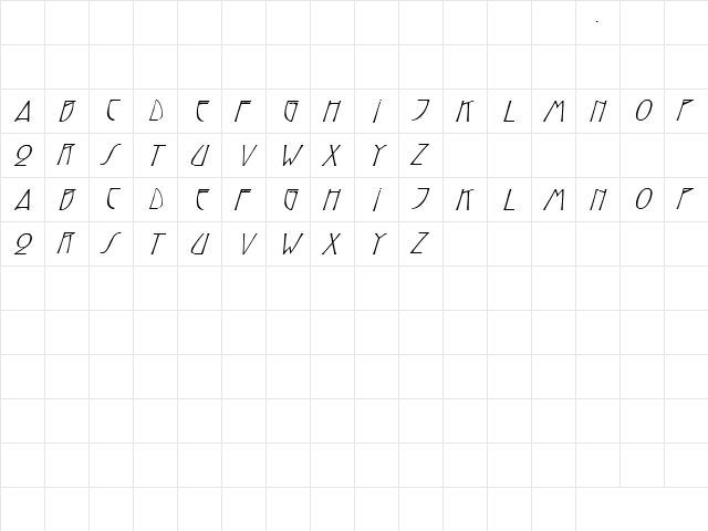 Roadhouse 5 Italic  glyph index