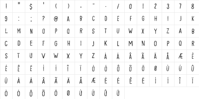 Goodie Bag Lines DEMO Regular  glyph index