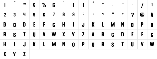 Blue Fonte Sans Regular  glyph index