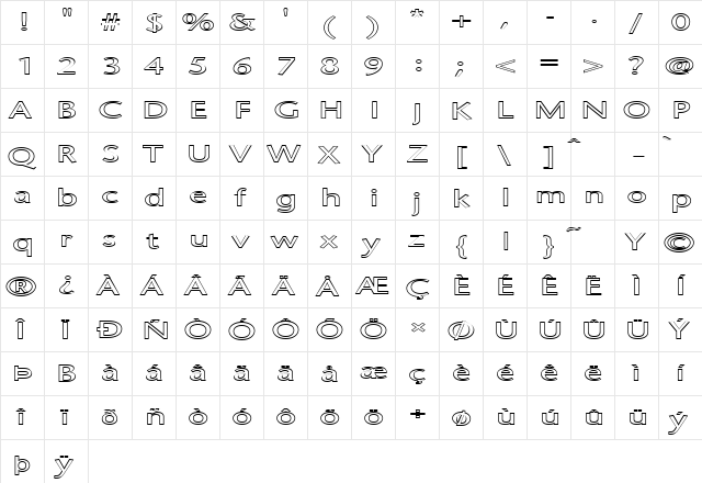 FZ BASIC 25 HOLLOW EX Normal  glyph index