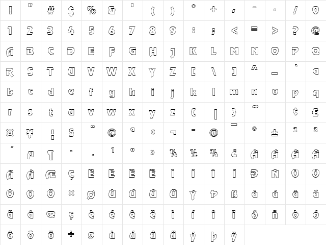 URWRectiOutP Regular  glyph index