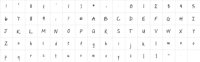 TKHoneyDo Regular  glyph index