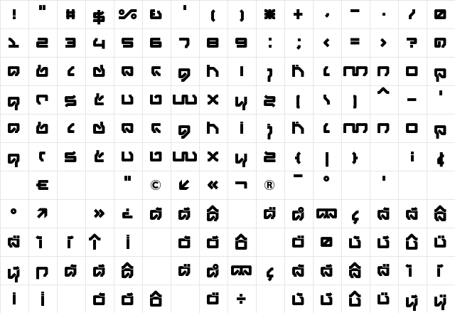 DS Mufdi Regular  glyph index