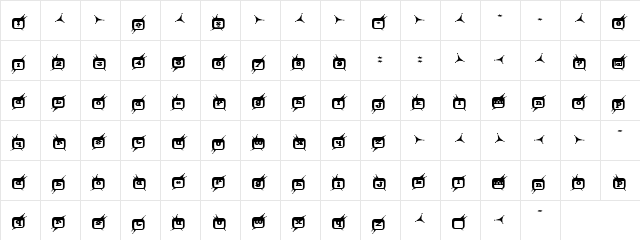Dinky cute Regular  glyph index