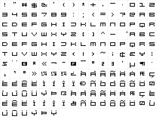 Kenney Rocket Square Regular  glyph index