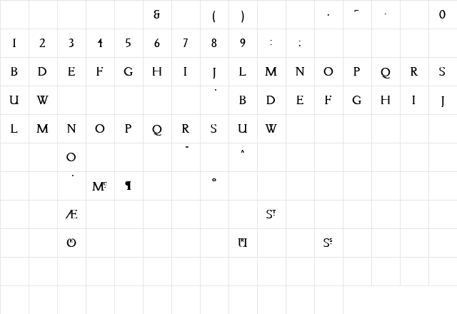 Breathe 7 Bold  glyph index