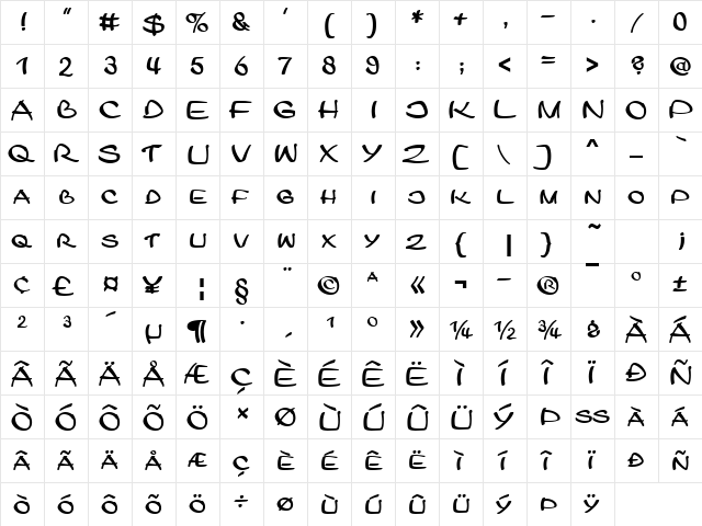 LegerSCD Regular  glyph index