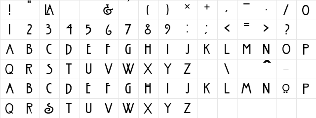 Esmount Regular  glyph index