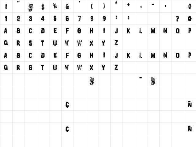 Stamp Empire Regular  glyph index