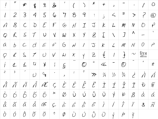 LEHN130 Regular  glyph index