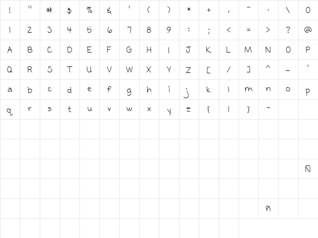 LD Diary Regular  glyph index