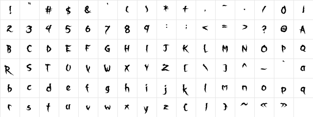 Goatbeard Regular  glyph index