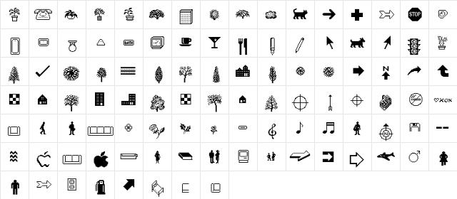 Classics Mobile  glyph index