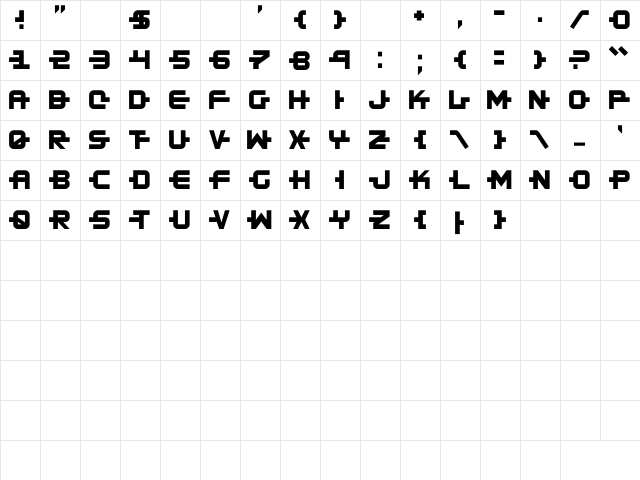 Kinex X Regular  glyph index