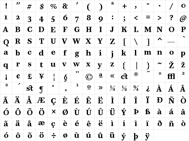 PB9TTP-Bold Regular  glyph index