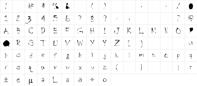 Puccini Regular  glyph index