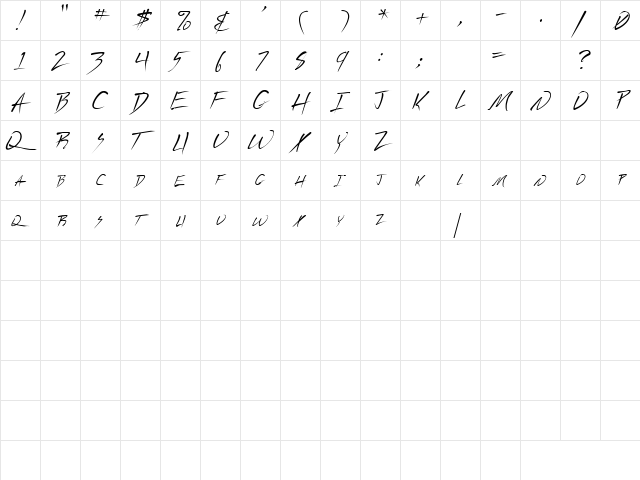 Deranged 5 Regular  glyph index