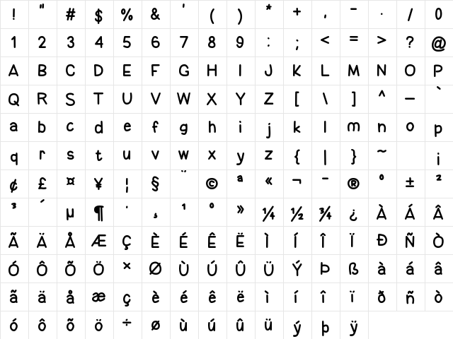 Be Kind To The Earth Regular  glyph index