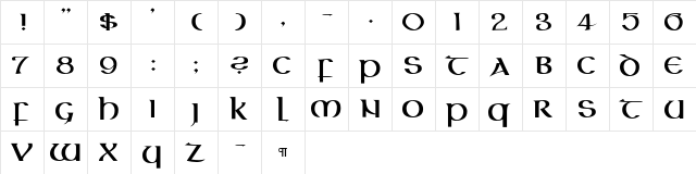 CallifontsF56PostScript Regular  glyph index
