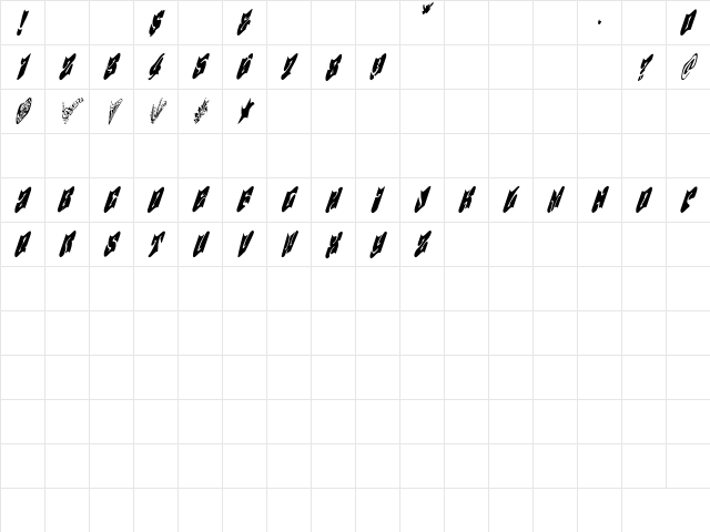 DayTrippin Regular  glyph index