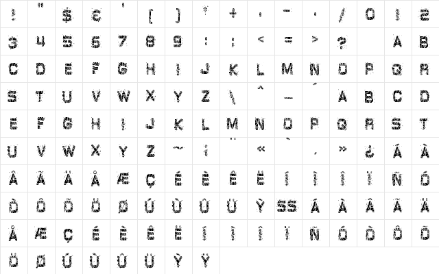 GlazKrak Regular  glyph index