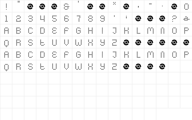Codename Regular  glyph index