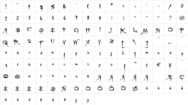 Rebuffed Regular  glyph index