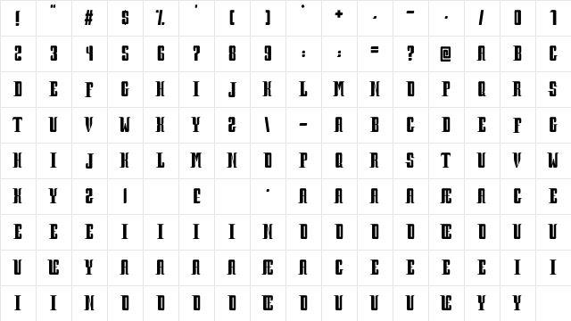 Prohibition Regular  glyph index