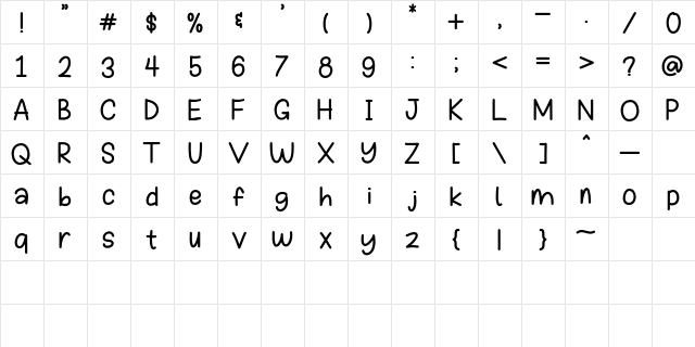 Butterbean Regular  glyph index