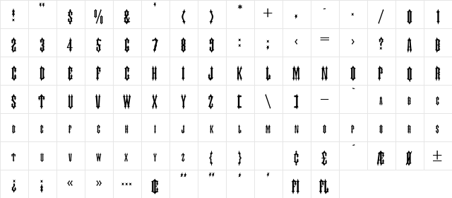Judas Medium  glyph index