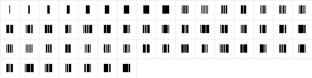 barkode Regular  glyph index
