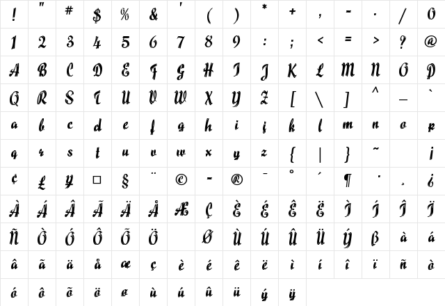 Maize Regular  glyph index